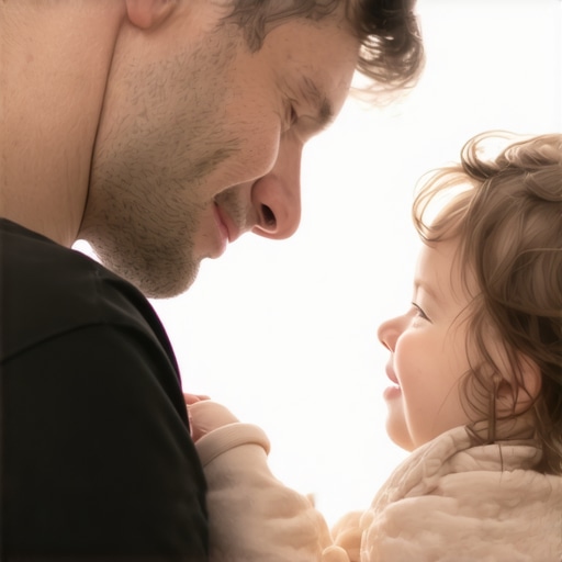 Father and daughter sharing a sincere hug, illustrating emotional openness.