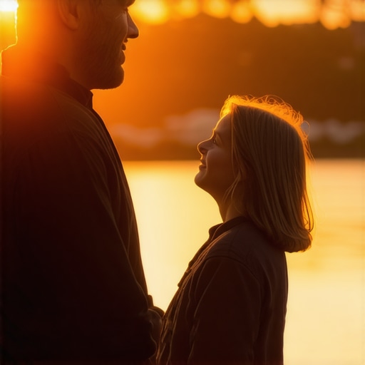Father and daughter sharing a mindful moment outdoors