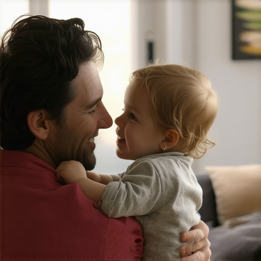 Father and child engaging in a heartfelt, emotionally open moment