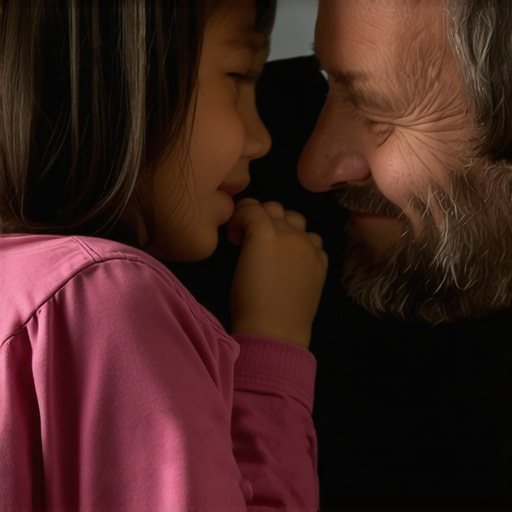 Father openly expressing vulnerability during a heartfelt moment with his daughter.
