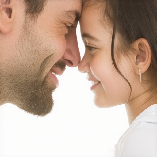 Father and daughter embracing, symbolizing emotional openness and connection.