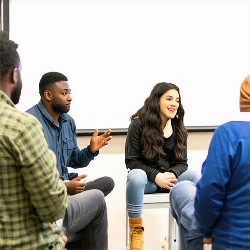Group of fathers expressing vulnerability during a support session