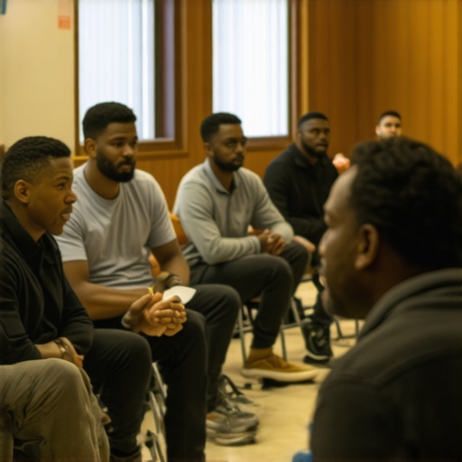 Group of fathers sharing emotions and strengthening bonds through openness.