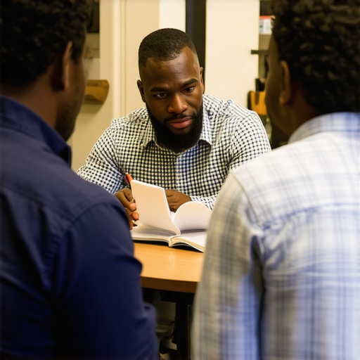 Fathers participating in a community workshop focused on emotional expression and masculinity