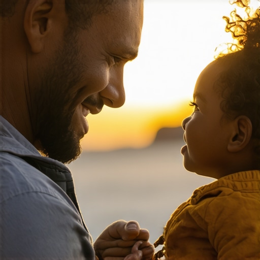 Father and daughter sharing an open-hearted moment, highlighting emotional vulnerability in modern masculinity.