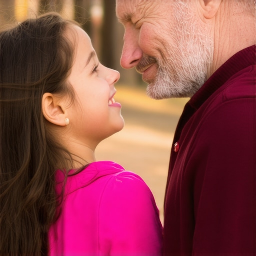 Father and daughter engaging in a heartfelt conversation, displaying emotional openness in nature