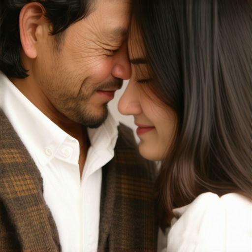 Dad and daughter sharing a heartfelt, emotional connection during a tender moment.