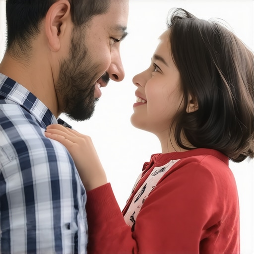 Father and daughter sharing a tender emotional moment