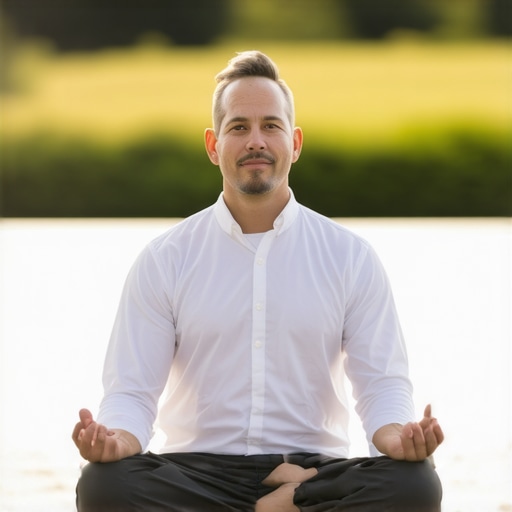 Father meditating outdoors to foster emotional well-being.