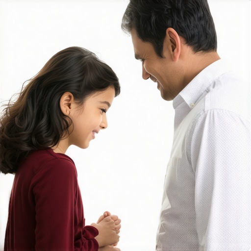Father and daughter embracing and expressing genuine emotion